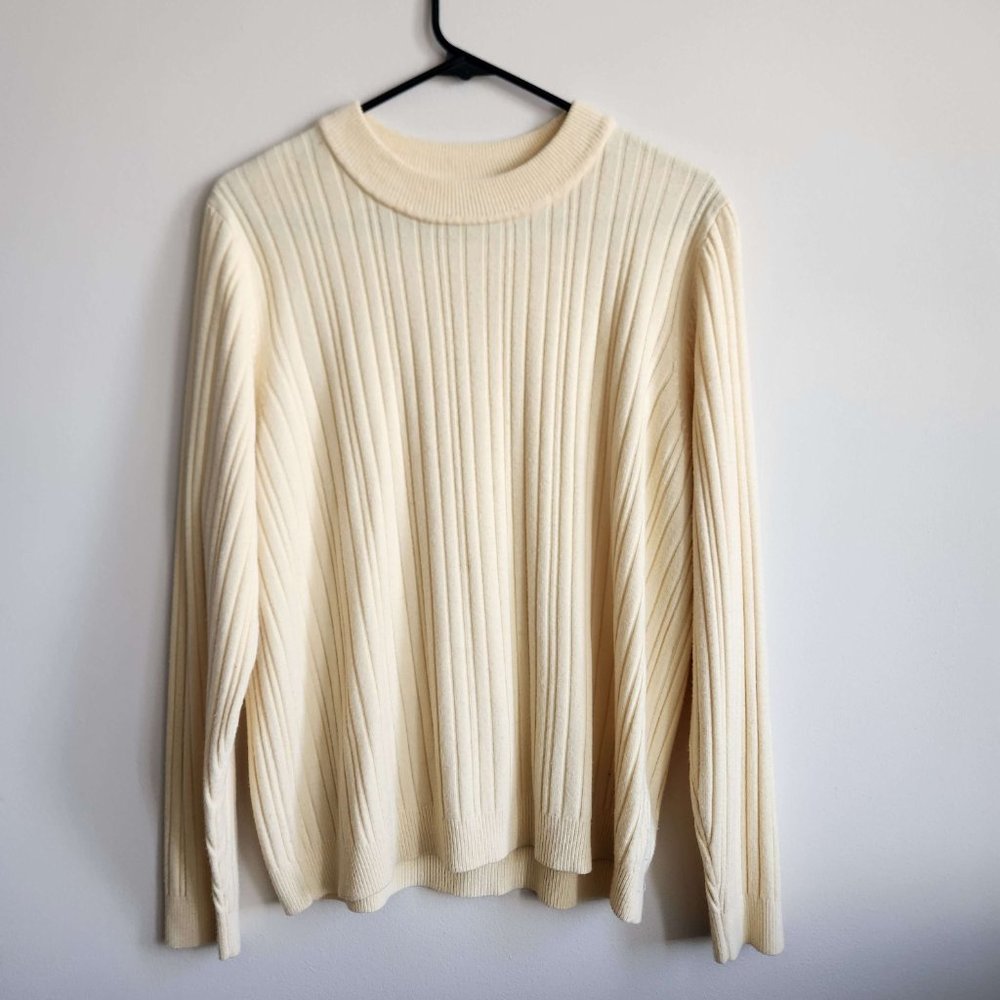 Wardrobe Essentials Cream Ribbed Sweater
